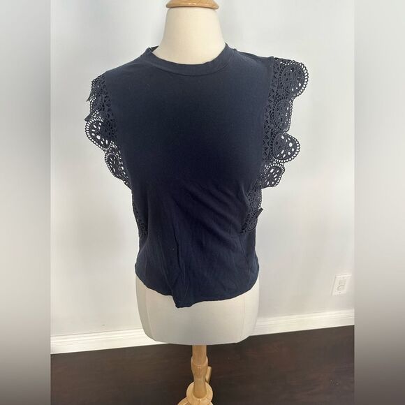 The Kooples Sleeveless Navy Blue Cotton Women's T-Shirt Size 1 - Picture 3 of 8